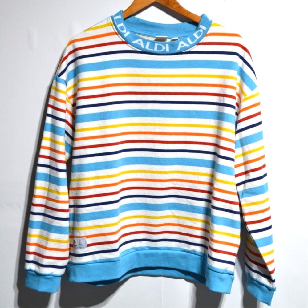 Aldis Gear Capsule Collection Crew Neck Woman's Striped Sweatshirt Size XL